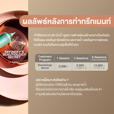 Refinery's Beautiology Secret Treatment<br><br>(ทรีทเมนท์ ปลุกผิวฉ่ำวาว ดูสุขภาพดี)<br><br>