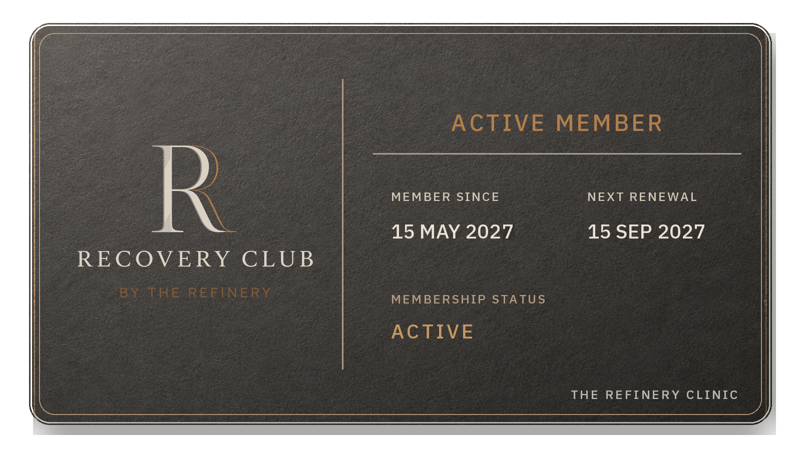 บัตรสมาชิก Recovery Club สถานะ Active Member ต่ออายุ 15 September 2027